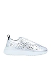 TOD'S TOD'S WOMAN SNEAKERS SILVER SIZE 12 SOFT LEATHER,11971605PQ 13