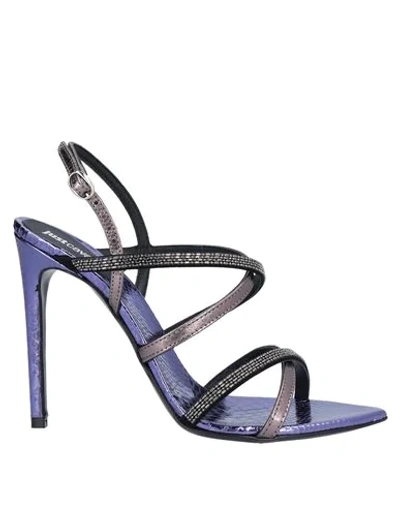 Just Cavalli Bead-embellished Metallic Faux Snake-effect Leather Sandals In Black