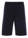 Thom Browne Tonal 4 Bar Cotton Sweat Shorts In Blue