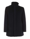 EMPORIO ARMANI VIRGIN WOOL AND CASHMERE COAT IN BLUE