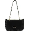 RED VALENTINO ROCK RUFFLED SHOULDER BAG