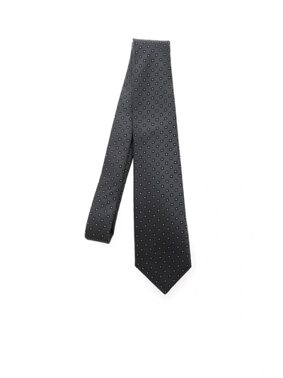 Kiton Tone On Tone Pattern Tie In Dark Grey