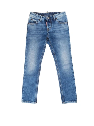 Dsquared2 Kids' Caten Heated Skater Jeans In Blue