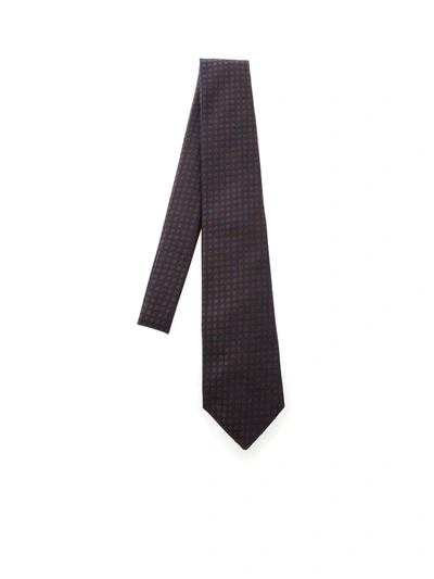 Kiton Polka Dot Tie In Blue And Brown