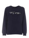 TOMMY HILFIGER LOGO PRINT SWEATSHIRT IN BLUE AND WHITE