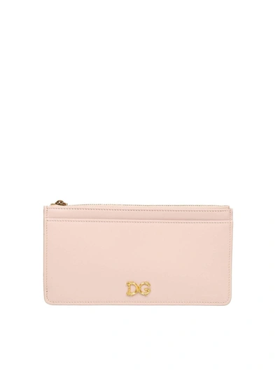 Dolce & Gabbana Dg Logo Card Holder In Powder Pink