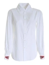 POLO RALPH LAUREN CONTRASTING EMBROIDERY SHIRT IN WHITE