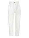 BRUNELLO CUCINELLI JEWEL DETAIL MOM FIT JEANS IN WHITE
