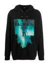 BALMAIN BLACK COTTON HOODIE,11647661