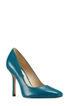 Nine West Arley Pointed Toe Pump In Teal Leather