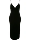 ALEX PERRY VELVET-EFFECT FITTED DRESS