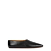 The Row Square-toe Leather Ballerina Flats In Black