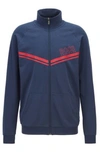 HUGO BOSS HUGO BOSS - ZIP THROUGH LOUNGEWEAR JACKET IN COTTON TERRY - DARK BLUE