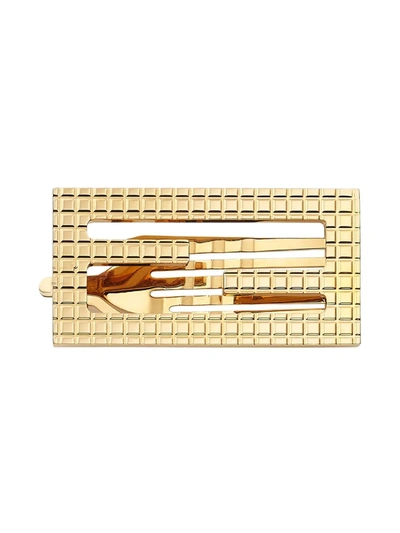 Fendi Gold Tone Logo Hair Clip