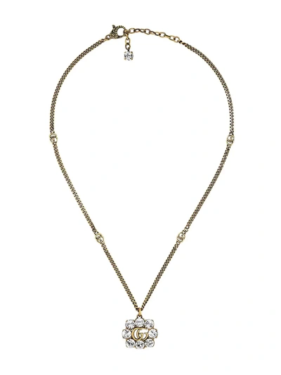 Gucci Pearl Double G Necklace In Gold