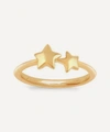 DINNY HALL GOLD PLATED VERMEIL SILVER BIJOU DOUBLE STAR PINKY RING,000721256