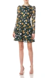 ML MONIQUE LHUILLIER FLORAL EMBROIDERED MESH LONG SLEEVE MINIDRESS,4413130