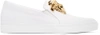 Versace Leather Slip-on Sneaker With Golden Medusa Head, White