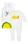 UNDER THE NILE 2-PIECE TACO ORGANIC EGYPTIAN COTTON FOOTIE & TOY GIFT SET,N-F03-TACO-2PC-69
