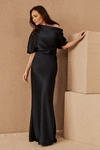 Amsale Pryce Off-the-shoulder Column Dress In Blue