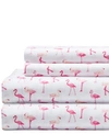 Elite Home Microfiber Whimsical California King Sheet Set Bedding In Flamingo