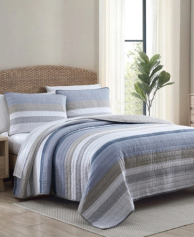 NAUTICA GALEWOOD BEIGE COTTON REVERSIBLE 3-PIECE QUILT SET, FULL/QUEEN