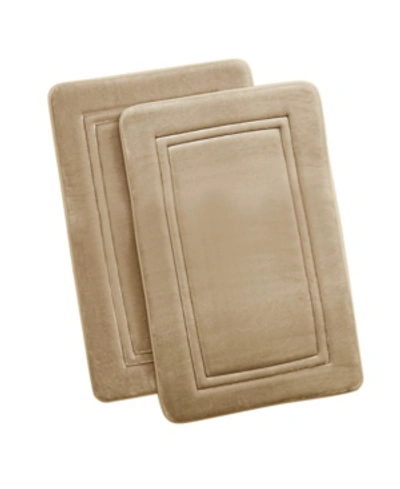 Truly Calm Antimicrobial Memory Foam Bath Rug, Set Of 2 In Beige