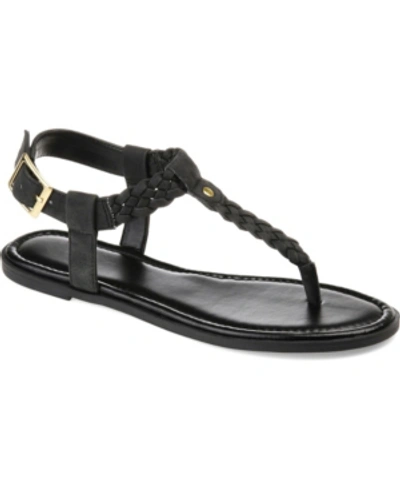 Journee Collection Women's Genevive T Strap Flat Sandals In Black