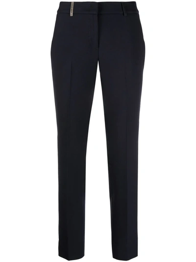 Peserico Slim Fit Cropped Trousers In Blue
