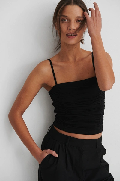 Na-kd Rouched Cropped Singlet - Black