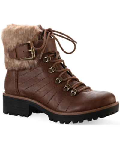 Sun + Stone Jojo Cold-weather Lug Sole Boots, Created For Macy's Women's Shoes In Cognac