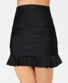 Island Escape Ruffled Swim Skirt, Created For Macy's In Black