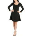 24SEVEN COMFORT APPAREL WOMEN'S LONG SLEEVE KNEE LENGTH SKATER DRESS