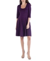 24seven Comfort Apparel Fit And Flare Scoop Neck Maternity Dress In Purple