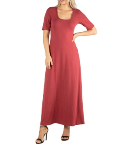 24seven Comfort Apparel Women's Casual Maxi Dress In Red