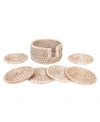 Artifacts Trading Company Artifacts Rattan Round Coasters In Off-white
