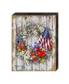 Designocracy Patriotic Wreath By Dona Gelsinger Wooden Block In Multi