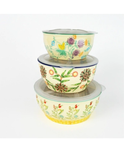 Euro Ceramica Ella 3 Piece Storage Bowl Set In Assorted