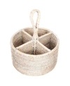 Artifacts Trading Company Artifacts Rattan 4 Section Caddy And Cutlery Holder In Off-white