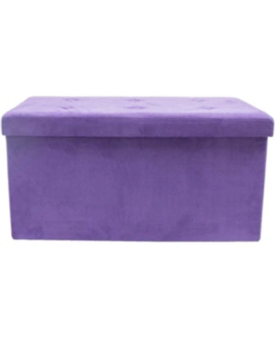 Sorbus Small Suede Foldable Storage Bench In Purple