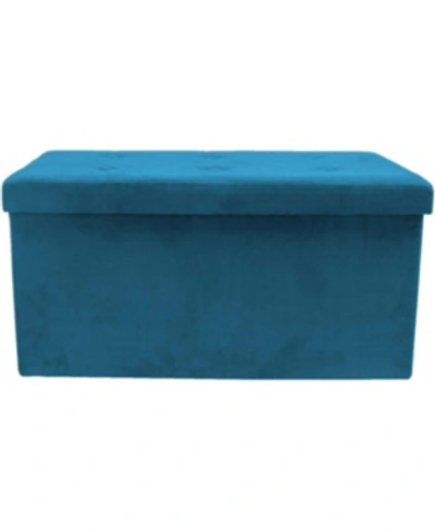 Sorbus Small Suede Foldable Storage Bench In Teal