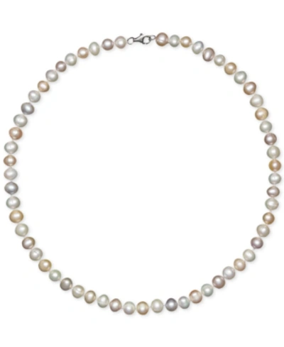 Macy's 18" Cultured Freshwater Pearl Strand Necklace (7-8mm) In Sterling Silver In Multi