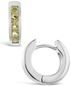 Macy's Garnet (1 Ct. T.w.) Huggie Hoop Earrings In Sterling Silver (also Available In Peridot) In Peridot