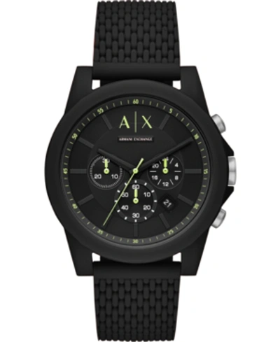 Armani Exchange Men's Chronograph Outerbanks Black Silicone Strap Watch 44mm