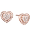 Macy's Diamond Baguette Heart Stud Earrings (1/2 Ct. T.w.) In 14k Gold , 14k White Gold Or 14k Rose Gold In Rose Gold