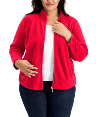 Karen Scott Plus Size Zeroproof Jacket, Created For Macy's In New Red Amore