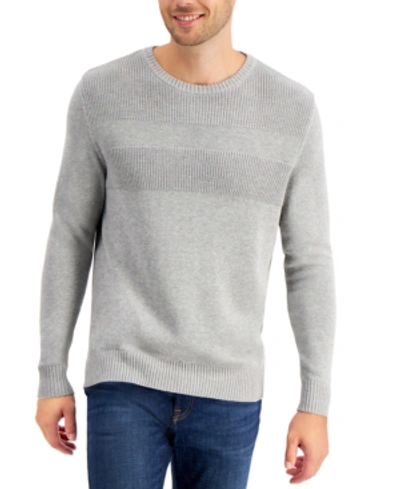Club Room Men's Textured Cotton Sweater, Created For Macy's In Soft Grey Heather