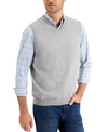 CLUB ROOM MEN'S SOLID V-NECK SWEATER VEST, CREATED FOR MACY'S