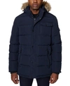 NAUTICA MEN'S PARKA WITH REMOVABLE FAUX-FUR TRIMMED HOOD