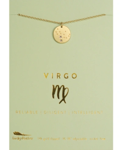 Lucky Feather Zodiac Gold-tone Charm Necklace, Virgo In Green